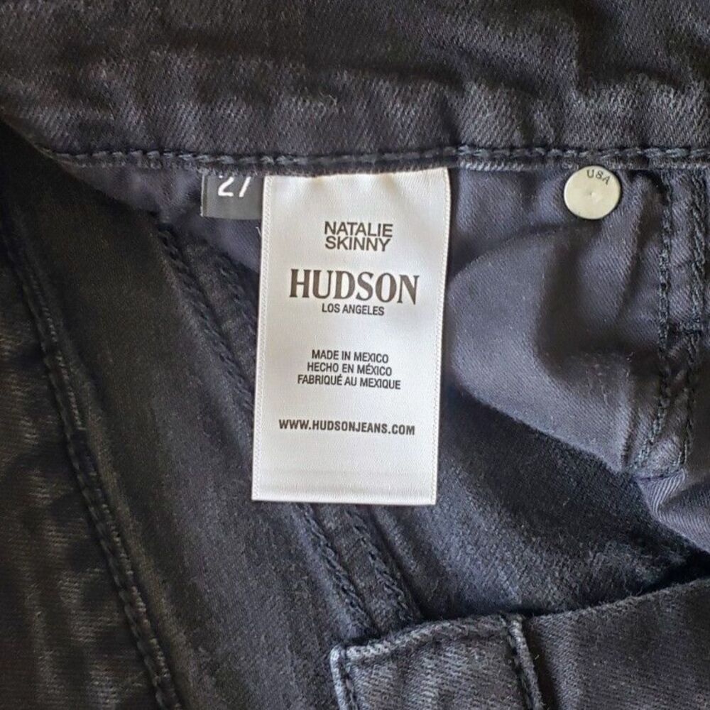 Hudson Natalie Super Skinny Black Jeans Mid Rise Union Jack Size 27 - Picture 7 of 8